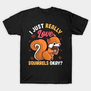 I Just Really Like Squirrels Ok? Funny Squirrel Design Tee T-Shirt